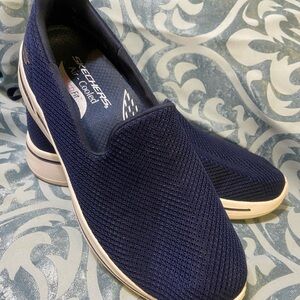 Skechers Air-Cooled Navy Mesh Slip-Ons